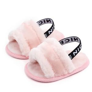 Baby Faux Fur Pink Slingback Slippers 6-12 Mos NWT